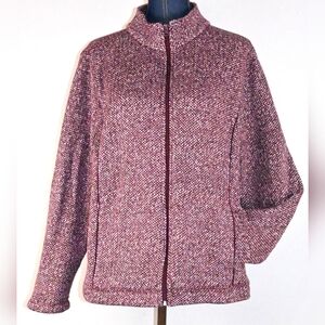 T by Talbots XL Red Herringbone Full Zip Jacket VN1184 Preowned Excellent Shape